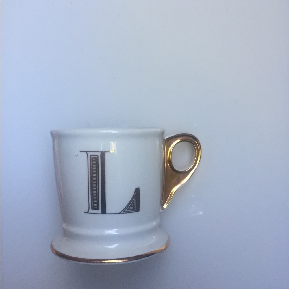 Anthropologie Golden ‘L’ Monogram Mug